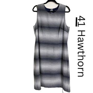 41 HAWTHORN Women’s Blue & White Striped Sleeveless Dress - 1X
